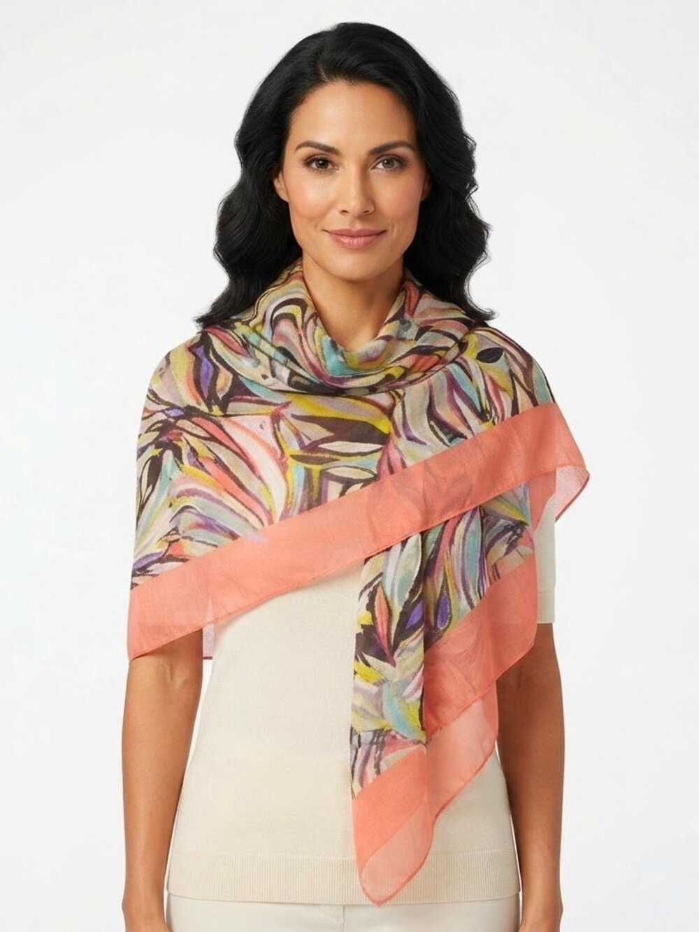 H&M Leaf Print Square Woven Oversized Wrap/Scarf